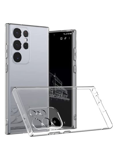 اشتري Samsung Galaxy S23 Ultra TPU soft corner ultra slim clear case Shockproof anti fingerprint transparent protective back cover في السعودية