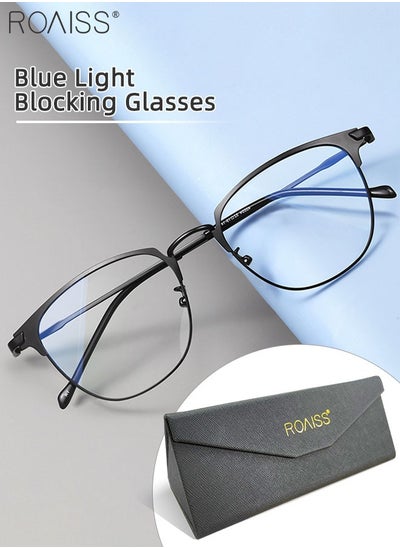 Buy Blue Light Blocking Glasses Blue Light Filter Computer Reading Gaming TV Phones Browline Eyeglasses Fashion Anti Eyestrain Headache Eyewear for Men Women Black 52mm in UAE