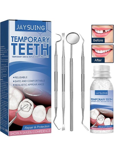 Buy Temporary Teeth Repair Kit, Moldable Tooth Replacements, Cavity Filler For Teeth, Temp Tooth Beads With 4 Dental Tools, Repair Missing Or Broken Teeth, Snap On Instant And Confident Smile in Saudi Arabia