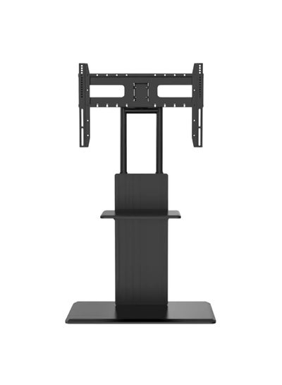 Buy Wooden Rolling Mobile TV Stand for 32-70 inch Screen, Tilt Swivel and Height Adjustable TV Mount with Tray Shelf and Hidden 4 Universal Wheels Black in Saudi Arabia