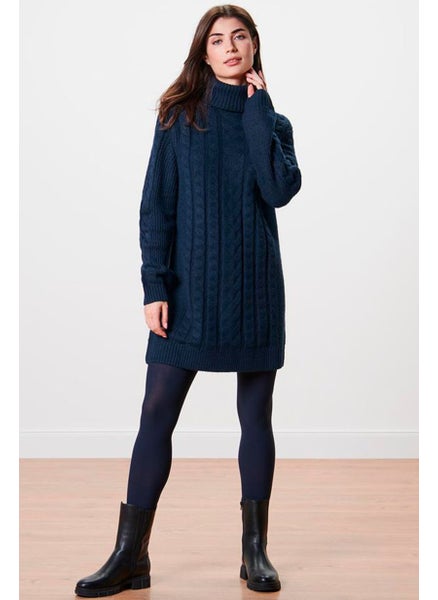 Buy Women Textured Sweat Dress, Navy in UAE