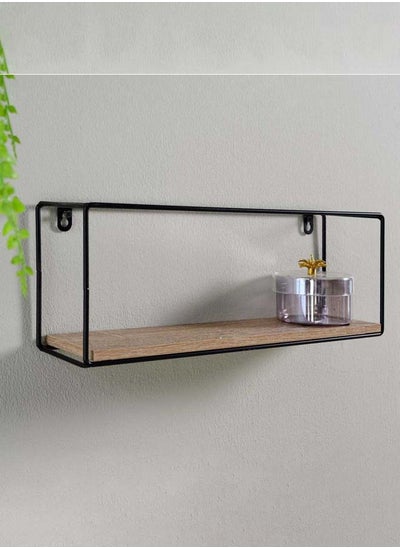 Buy Dranad Rectangular Shelf | Natural/Black | Metal Material | Wall Moundable | 40X10X15Cm in UAE