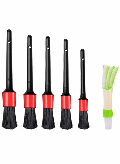 Buy Auto Car Detailing Brush Set, 6 Pack Car Cleaner Brush Duster Cleaning Brushes for Engine, Wheels, Air Vents, Dashboard, Emblems in UAE