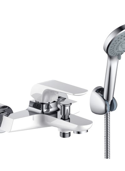 Buy HESANIT Elite Single Lever Bath Mixer With Hand Shower Set White Chrome - 7002WC in Saudi Arabia