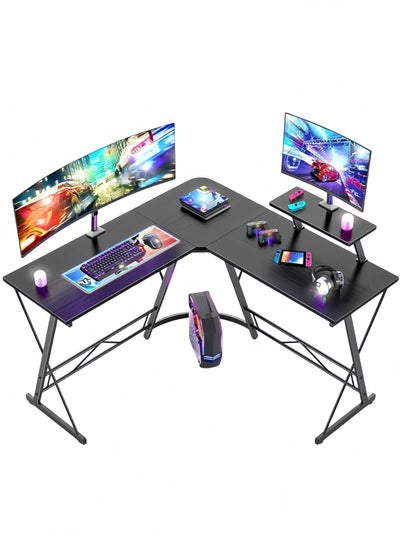 Buy L Shaped Computer Desk Gaming Table Corner Desk 50 Inch PC Writing Desk Study Desk with Monitor Stand for Home Office Dorm Small Space Black in Saudi Arabia