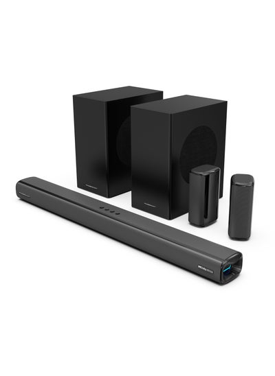 Buy Sound Bar 5.2.4CH Dual Woofer Wireless Home Theater / Immersive Powerful Sound / Universal Audio Interface / Wireless Mic Included / Wireless Woofers & Speakers - Black in UAE