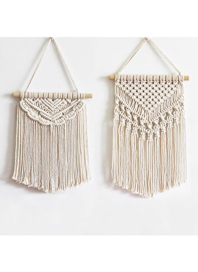 Buy Small Macrame 2 Pieces Wall Hanging & Wall Decor.New Bohemian Style 43x25 cm in Egypt