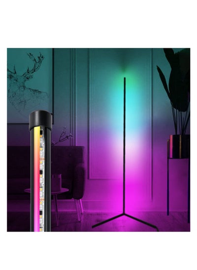 اشتري DIY LED Corner Floor Lamp with Remote for Living Room, Colour Changing Standing Atmosphere Modern Floor Lamp Dimmiable for Children's Room Decoration, 18 Watt, 156CM/61.5Inch Height في الامارات