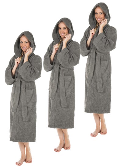 اشتري 3 Pieces Grey Color Spa Terry Bathrobe Large Size في الامارات