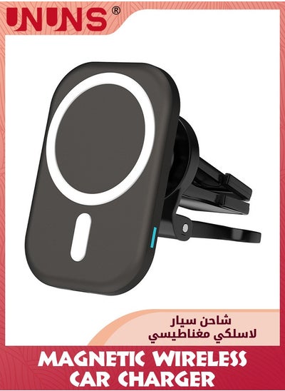 اشتري Magnetic Wireless Car Charger, 15W QC3.0 Fast Charging, 360° Adjustable Auto Alignment Magnetic Car Mount, Air Vent Car Phone Holder Compatible With Mag Safe iPhone 12/13/14/18 Pro Max في السعودية