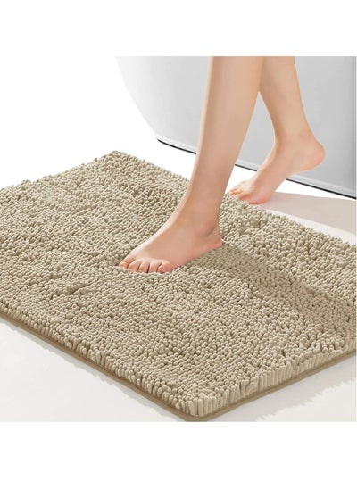 اشتري Bathroom Rug，80x50 Anti-slip Bath Mat，Doormat，Soft and Cozy Rug，Bathroom Durable Thick Bath Towel，Easier to Dry，Bathtub Rug (Beige) في الامارات