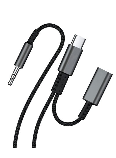 Buy USB C to 3.5mm Aux Cord for Car with Charging 4FT, 2-in-1 USB-C to Headphone Audio Jack Adapter and Charger, Type C aux Cable dongle for Stereo, Speaker, Samsung Galaxy S23 S21 S22 A53 and More (4FT) in Saudi Arabia