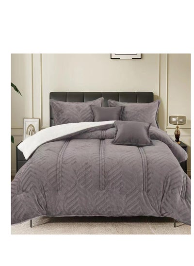 Buy Comforter set Pattern Tufted Soft & Breathable Microfiber king size 6pcs, Embroidered Textured Bedding Set in UAE