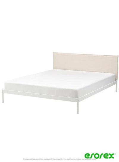 Buy Bed frame white Vissle beige 140x200 cm in Saudi Arabia