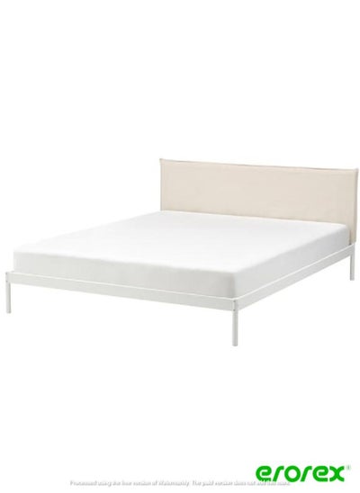 Buy Bed frame white Vissle beige 140x200 cm in Saudi Arabia