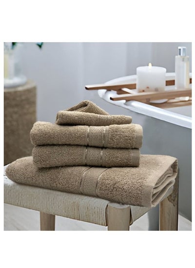 Buy Daffodil (Light Beige) Premium Bath Towel (70x140 Cm-Set of 1) 100% Cotton, Highly Absorbent and Quick dry, Hotel and Spa Quality Bath linen with Stripe Diamond Dobby-500 Gsm in UAE