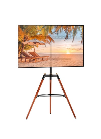 Buy Height Adjustable Floor TV Stand for 32-65 inch Screens,Corner TV Stand Mount with Wood Legs for Bedroom, Living Room, Studio in Saudi Arabia