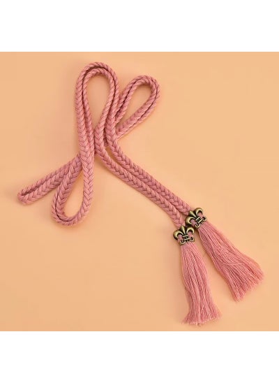 اشتري Wenyi Fan Cotton Rope Woven Waist Chain with Skirt Womens Long Knot Belt Tassel Decoration Narrow Waist Rope WholesalePink cotton rope metal Pink cotton rope metal في الامارات