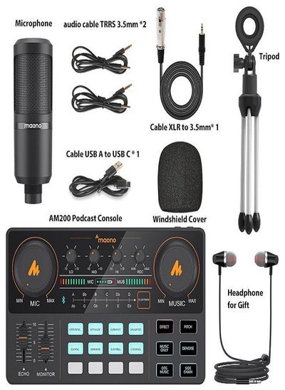 Buy Podcast Equipment Bundle-MaonoCaster Lite-Audio Interface-All in One-Podcast Production Studio with 3.5mm Microphone for Live Streaming,Podcast Recording,Youtube,PC,Smartphone (AM200-S1) in UAE