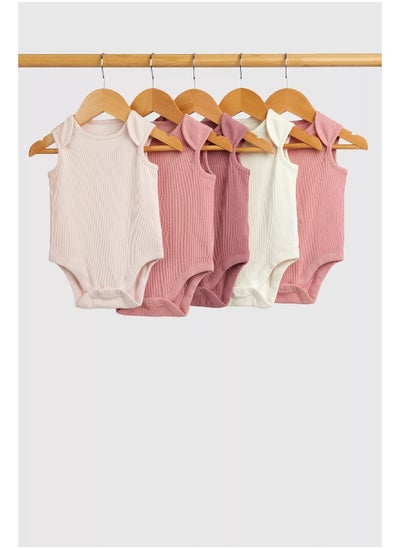 Buy Ribbed Sleeveless Bodysuits - 5 Pack in UAE