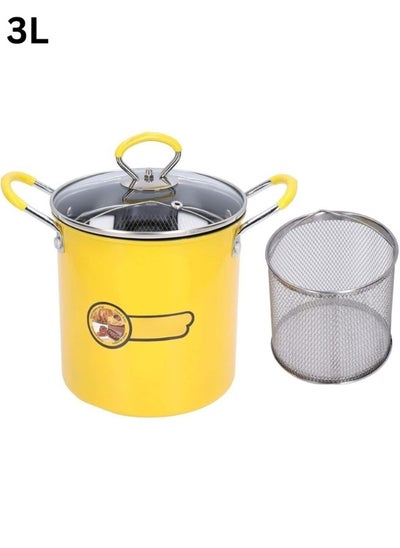 Buy Deep Oil Fryer with Non-Slip Silicone Handle and Frying Pan with Lid for Home Kitchen 3L in Egypt