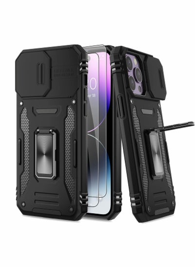 Buy Case for iPhone 14 Pro Max Case with Camera Cover, Cover with Screen Protector Heavy Dut Protective Phone Case with Kickstand for Apple iPhone 14 Pro Max in UAE