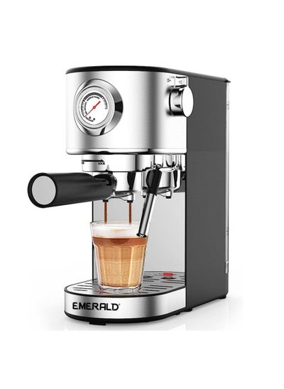 Buy EMERALD - Brush Stainless Steel Automatic Coffee Machine, Espresso and Cappuccino Maker. 20 Bar, 1.1 Litre Water Tank, Frothing Function, Removable Drip Tray. EK7911ECM in UAE