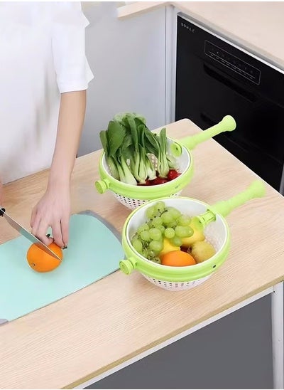 Buy Vegetable Drain Basket,360 Degree Rotating Salad Dryer,Easy To Use Spinning Dryer With Foldable Handle,Wash Fruit Dryer Vegetable Quick Dry in UAE