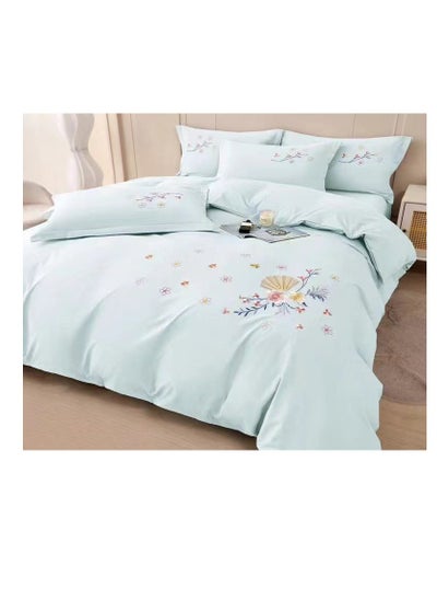 Buy Embroidered King  Duvet Cover Set - 6-Piece Bedding Collection fitted bedsheet duvet with Zipper Closure in UAE