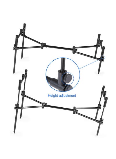 اشتري Detachable Fishing Rod Stand Buzz Bar Pole Rest Head Folding Retractable Fishing Rod Holder with Carry Bag في السعودية