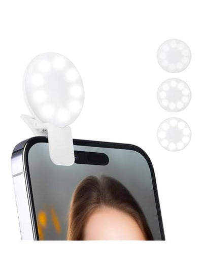 Buy Pocket-Sized Rechargeable Ring Light for Phones, Laptops, and Makeup - Ideal for Adults and Teens, Portable Selfie Lighting (White) in Saudi Arabia