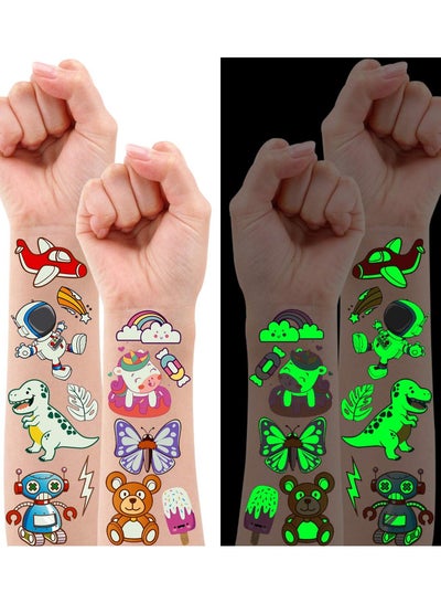Buy Luminous Temporary Tattoos, Mixed Styles Tattoos Stickers with Unicorn Mermaid Dinosaur Outer Space Fake Tattoo Sticker Birthday Decorations Party Favors Supplies for Kids 30 Sheets in UAE