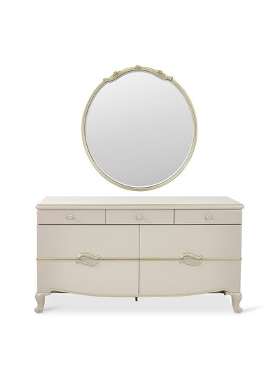 Buy Asma Dresser With Mirror, Beige And Grey in UAE