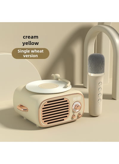 Buy Vintage Alarm Clock Bluetooth Speaker with Microphone Cream yellow +1 microphone in UAE