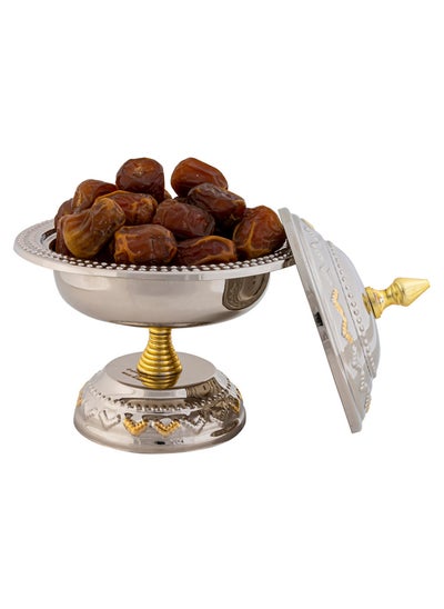 Buy Indian Copper dates storage, dates Storage, Silver*Gold, Size 14 Cm in Saudi Arabia