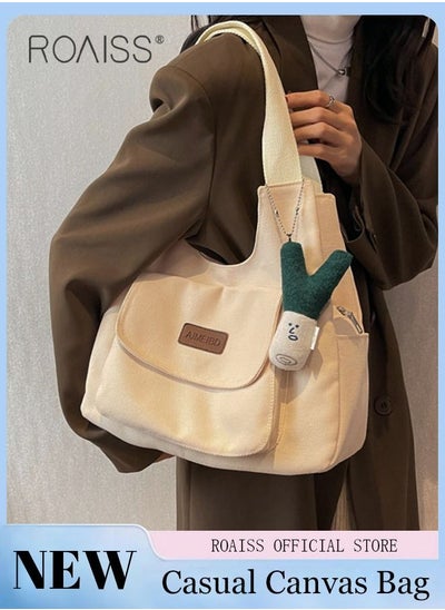 Buy Women's Underarm Bag Large Capacity Commuter Bag Canvas Bag Tote Bag Simple Comes in UAE