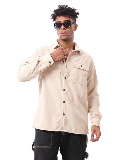 Buy Beige Corduroy Shirt with Buttoned Cuffs in Egypt