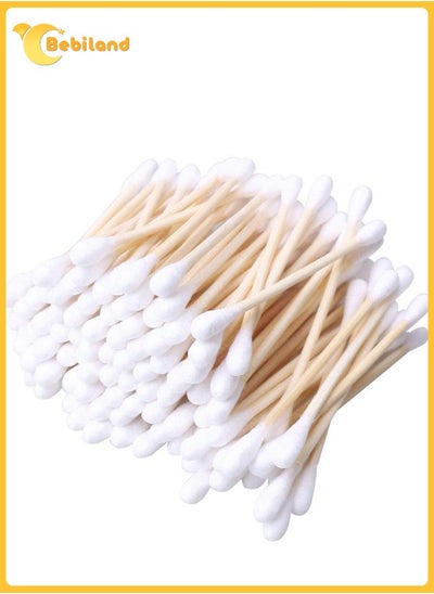 Buy 600 PCS Bamboo Cotton Buds, 100% Biodegradable Cotton Swab with Wooden Handles for Cleaning Ear, Makeup,Keyboard, Wound Etc (White) in Saudi Arabia