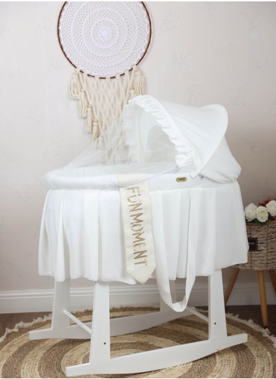 Buy Moses Basket Cradle with Rocking Stand White in Saudi Arabia