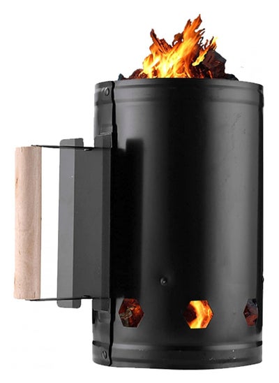 Buy Charcoal Barbeque Starter Ignition Bucket Coal Chimney Burner Fast Ignition Lighter Barrel for Barbeque BBQ Smoker Grill Steel Cooking BBQ Tools Perfect for Camping Hiking Outdoor Black Model 1 in UAE