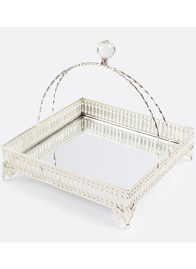 Buy Inci Large Square Basket, Silver - 28x25 cm in UAE