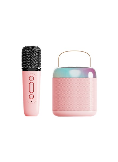 اشتري Portable Bluetooth speaker home wireless Karaoke Speaker Microphone outdoor singing small family ktv Y2 pink-single microphone في الامارات