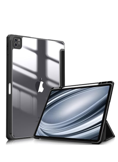 Buy Hybrid Case Compatible with iPad Pro 12.9 inch (2022/2021/2020/2018, 6th/5th/4th/3rd Generation) - Shockproof Clear Back Cover with Pencil Holder, Auto Wake/Sleep, Black in Egypt