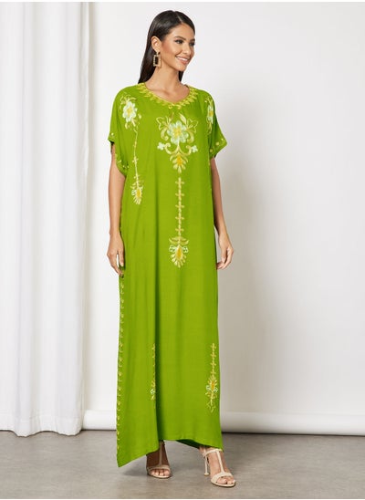 Buy Jalabiya Embellished With Abstract Emrboidery in Saudi Arabia