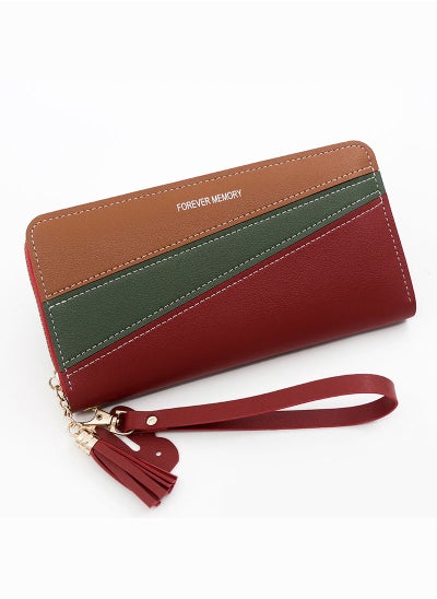 Buy Women's Casual Zipper Clutch Bag Portable Large Capacity Long Wallet with Wrist Strap 19*10*3 cm in Saudi Arabia