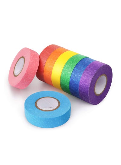 Buy Colored Masking Tape Craft Rainbow Colors Painting Painters Labeling Paper for Arts Crafts Bullet Journals Party Decorations DIY 8 Roll 12m*1.5cm in UAE