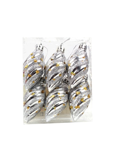 Buy Christmas Decoration Silver 6 Cm 6 Pieces in UAE