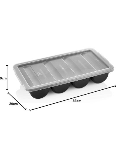 Buy Cutlery Box Tray With 7 Compartments - Black Polypropylene Bpa-Free in UAE