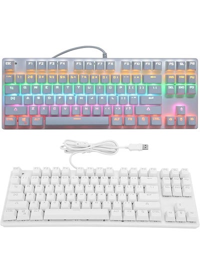 Buy Mechanical Game Backlit Keyboard Universal Portable Keyboard 87 Keys Wired For Game Office With Computer Accessory White in Saudi Arabia