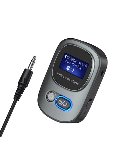 اشتري Bluetooth 5.3 Transmitter and Receiver, Bluetooth Adapter Audio with LED Display, Hand-Free Call 3.5mm Bluetooth Aux Adapter, Support TF Card, Volume Control, Navigation, for Car/Speaker/Home Theater في الامارات